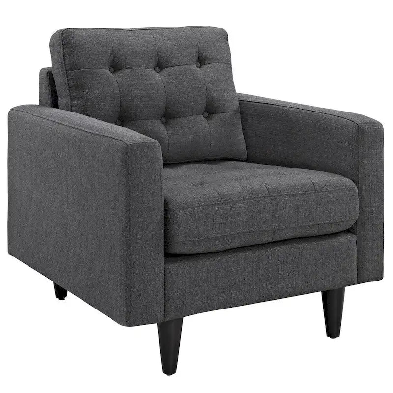 Mid-Century Modern Button-Tufted Upholstered Accent Armchair