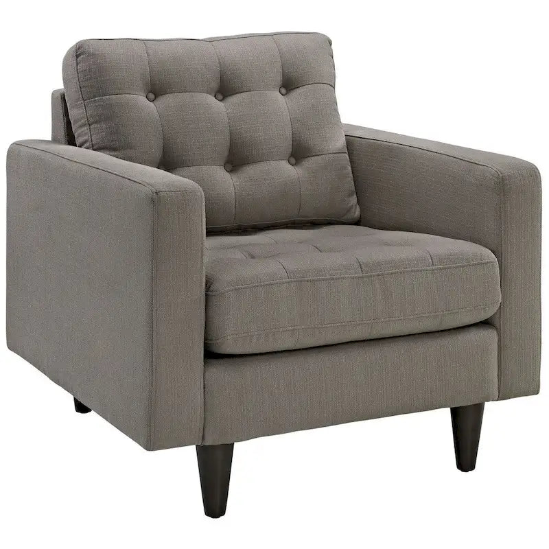 Mid-Century Modern Button-Tufted Upholstered Accent Armchair