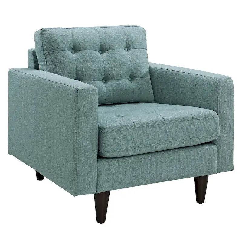 Mid-Century Modern Button-Tufted Upholstered Accent Armchair