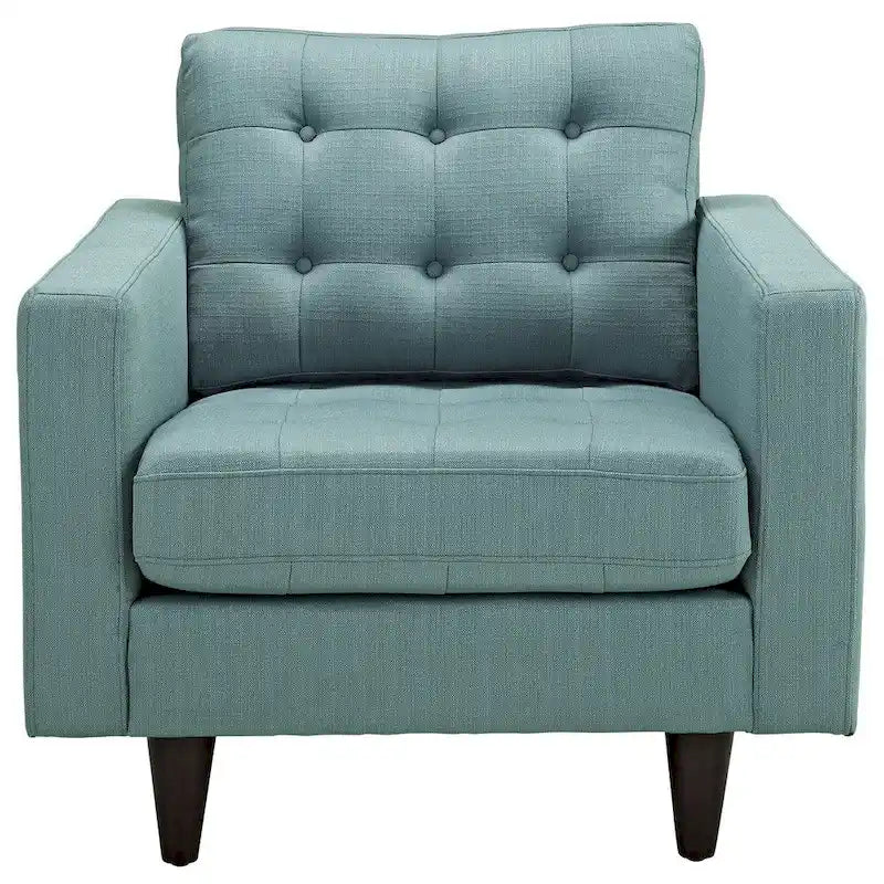 Mid-Century Modern Button-Tufted Upholstered Accent Armchair