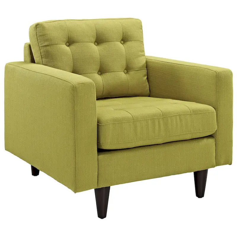 Mid-Century Modern Button-Tufted Upholstered Accent Armchair