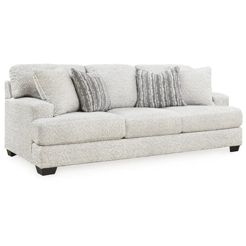 Contemporary White Fabric Sofa with Reversible Cushions