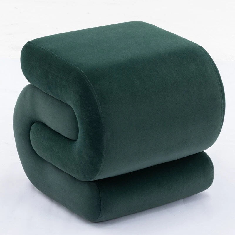 Velvet Fabric S-shape Ottoman Makeup Stool Footstool