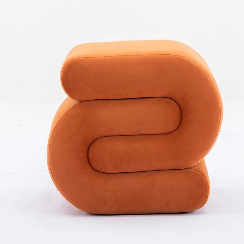 Velvet Fabric S-shape Ottoman Makeup Stool Footstool