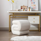 Velvet Fabric S-shape Ottoman Makeup Stool Footstool