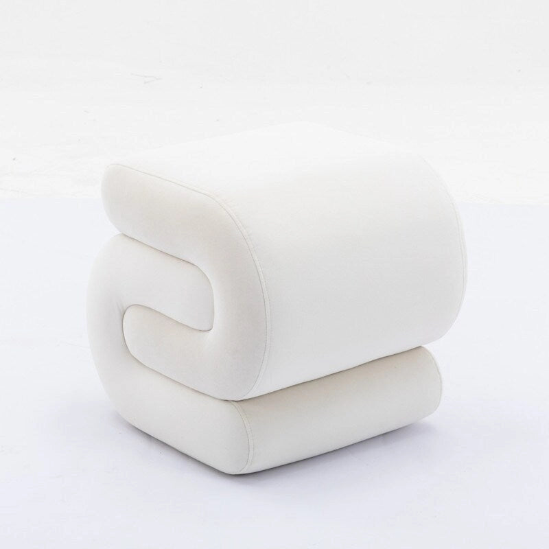 Velvet Fabric S-shape Ottoman Makeup Stool Footstool