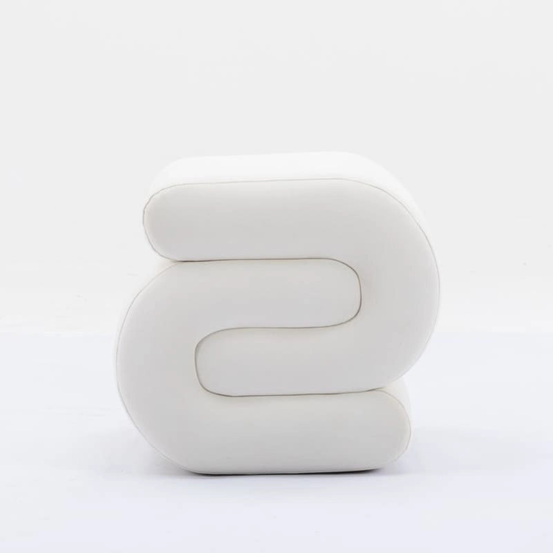 Velvet Fabric S-shape Ottoman Makeup Stool Footstool