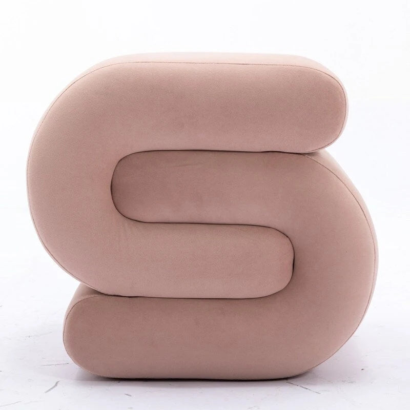 Velvet Fabric S-shape Ottoman Makeup Stool Footstool