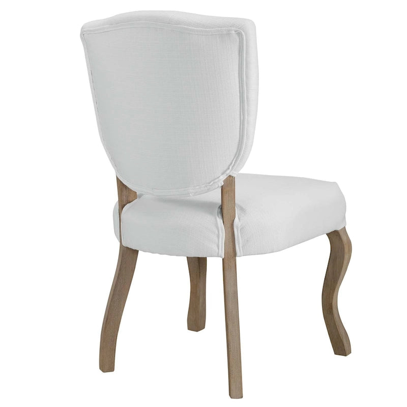 Gepolsterter französischer Esszimmerstuhl im Vintage-Stil mit Knopfheftung und Polyesterbezug