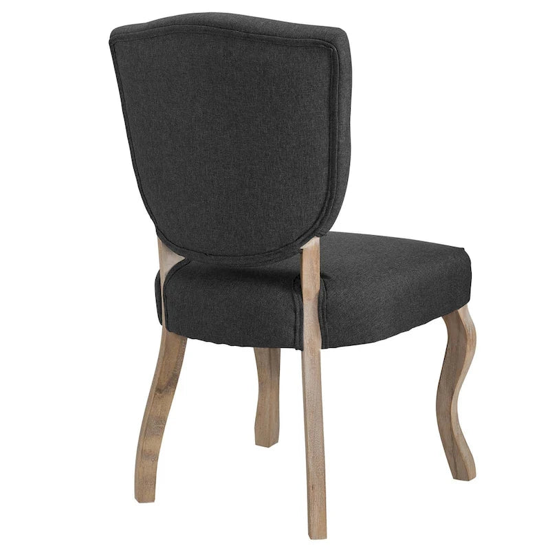 Gepolsterter französischer Esszimmerstuhl im Vintage-Stil mit Knopfheftung und Polyesterbezug