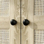 Natural Charm Wooden Armoire Rattan Panel Doors Ample Storage Wardrobe