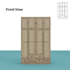 Natural Charm Wooden Armoire Rattan Panel Doors Ample Storage Wardrobe