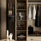 Natural Charm Wooden Armoire Rattan Panel Doors Ample Storage Wardrobe