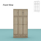Natural Charm Wooden Armoire Rattan Panel Doors Ample Storage Wardrobe