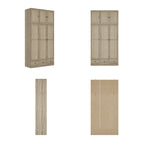 Natural Charm Wooden Armoire Rattan Panel Doors Ample Storage Wardrobe