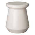 White Glazed Ceramic Garden Stool Side Table Planter Pedestal