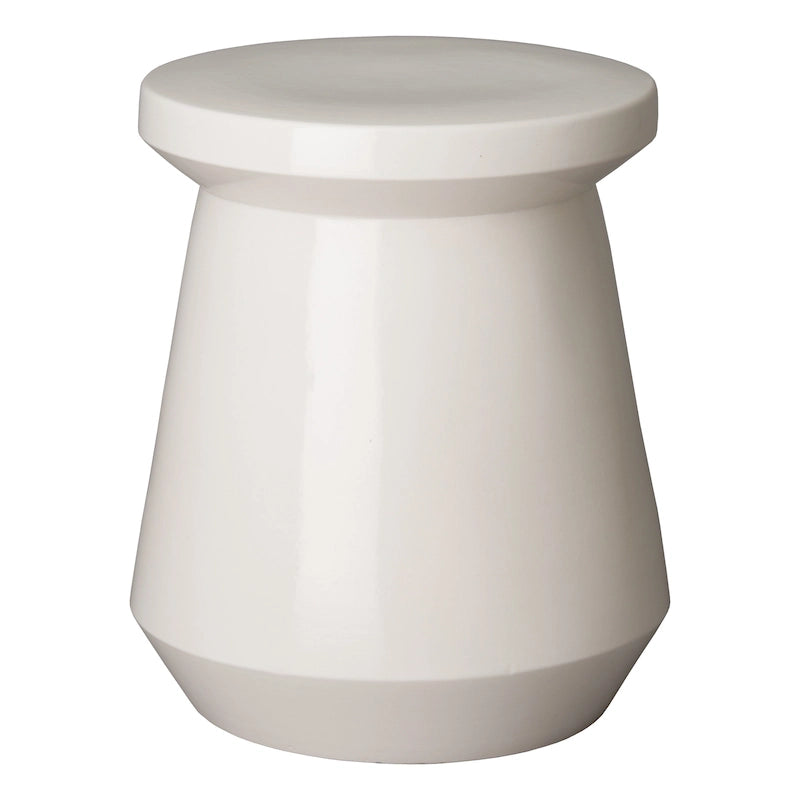 White Glazed Ceramic Garden Stool Side Table Planter Pedestal