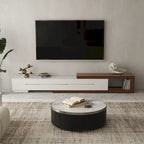 Extendable TV Stand with Walnut Veneer and Soft-Close Drawers