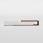 Extendable TV Stand with Walnut Veneer and Soft-Close Drawers