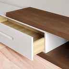 Extendable TV Stand with Walnut Veneer and Soft-Close Drawers