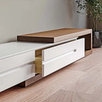 Extendable TV Stand with Walnut Veneer and Soft-Close Drawers