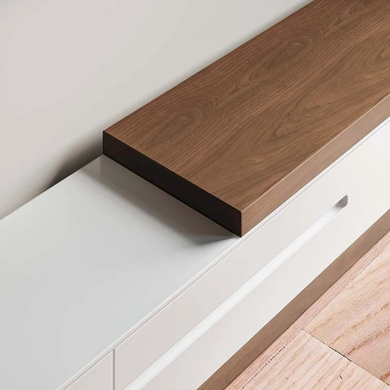 Extendable TV Stand with Walnut Veneer and Soft-Close Drawers