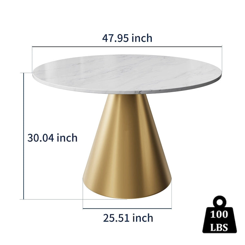 Round Marble Top Metal Dining Table