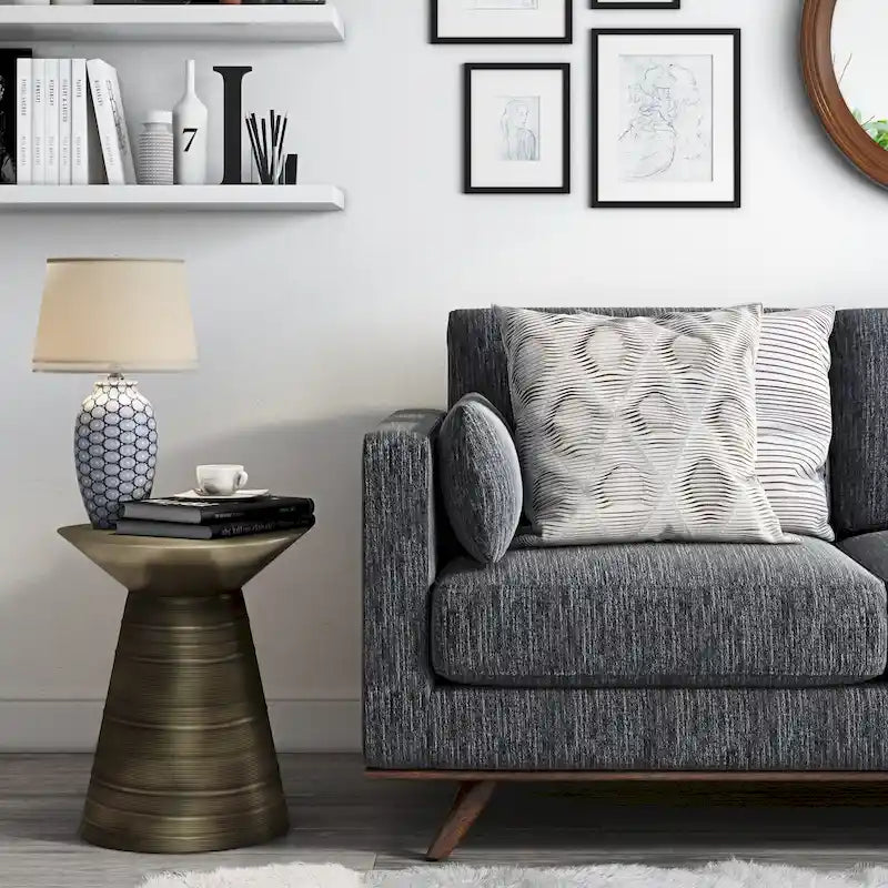 Industrial 18 Inch Wide Metal Accent Side Table Fully Assembled