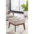 Ottomane im Mid-Century-Modern-Stil, mit Leinen gepolstert und Beinen aus Kautschukholz