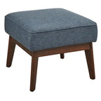 Ottomane im Mid-Century-Modern-Stil, mit Leinen gepolstert und Beinen aus Kautschukholz