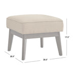 Ottomane im Mid-Century-Modern-Stil, mit Leinen gepolstert und Beinen aus Kautschukholz