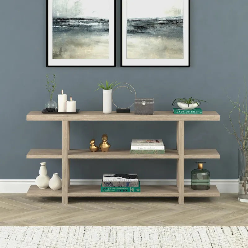 64 Inch Wide Minimalist Modern Rectangular Console Entryway Table