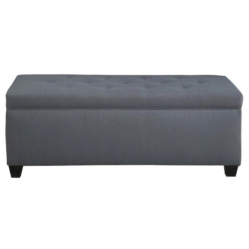 Blue Upholstered Shoe Storage Bench with Hydraulic Lid