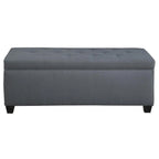 Blue Upholstered Shoe Storage Bench with Hydraulic Lid