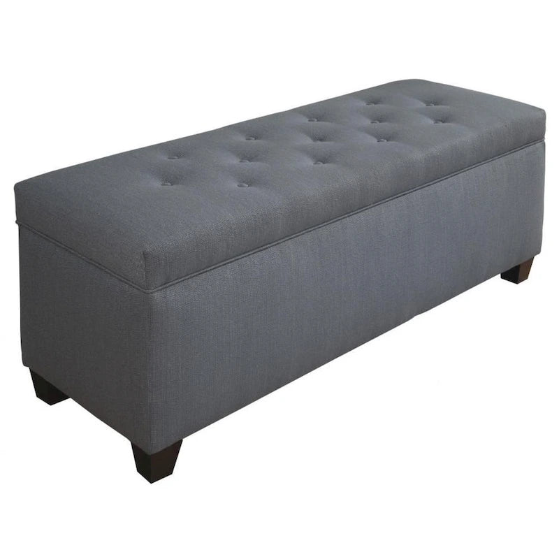 Blue Upholstered Shoe Storage Bench with Hydraulic Lid