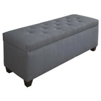Blue Upholstered Shoe Storage Bench with Hydraulic Lid