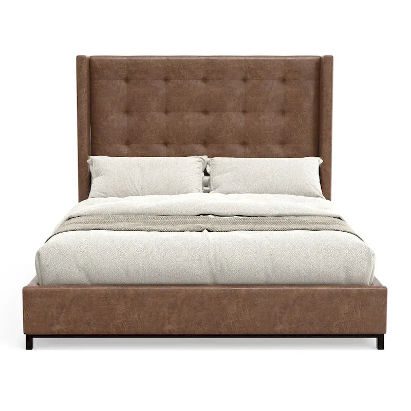 Tufted Wingback California King Upholstered Platform Bed Frame