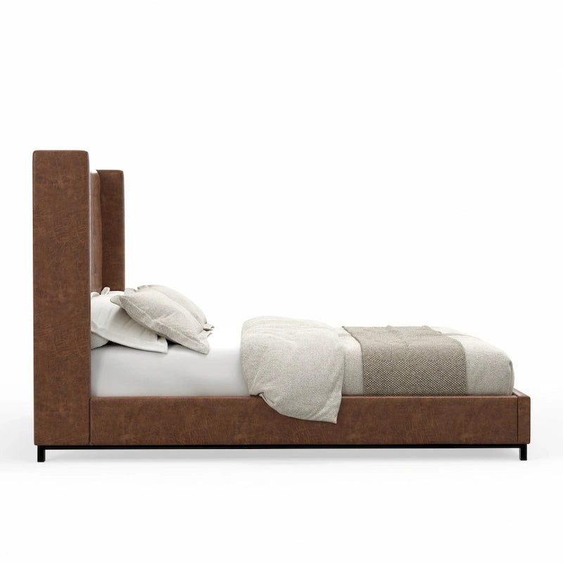 Tufted Wingback California King Upholstered Platform Bed Frame