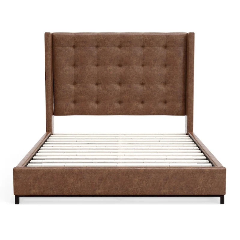 Tufted Wingback California King Upholstered Platform Bed Frame