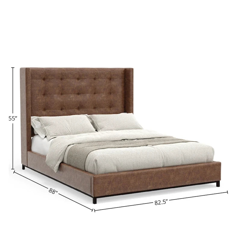 Tufted Wingback California King Upholstered Platform Bed Frame
