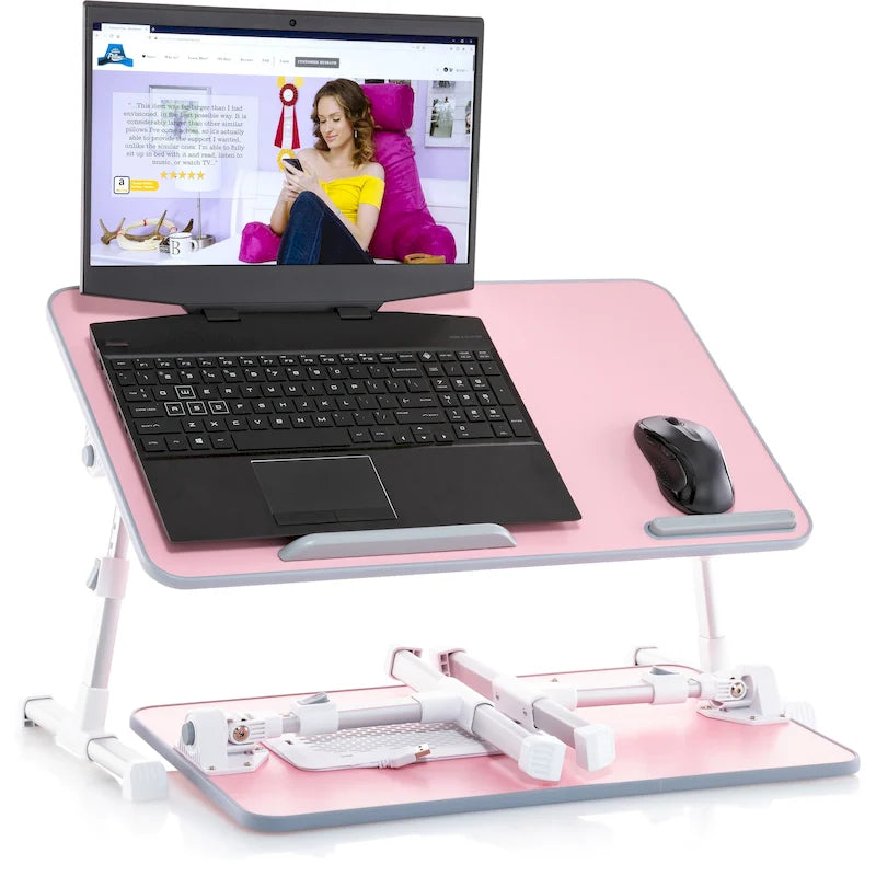 Portable Lap Desk with Dual Cushion and Tablet Slot