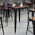 31.5 Square Metal Indoor Bar Height Table with Rustic Wood Top