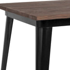 31.5 Square Metal Indoor Bar Height Table with Rustic Wood Top