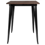31.5 Square Metal Indoor Bar Height Table with Rustic Wood Top