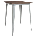 31.5 Square Metal Indoor Bar Height Table with Rustic Wood Top
