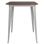 31.5 Square Metal Indoor Bar Height Table with Rustic Wood Top