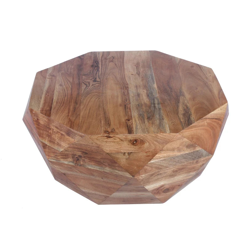 33 Inch Diamond Shape Acacia Wood Coffee Table Natural Brown