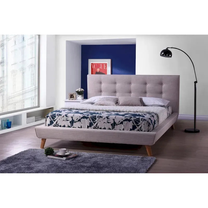 Carson Carrington Svinninge Mid-century Beige Upholstered King Platform Bed