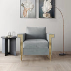 Velvet Upholstered Arm Chair with Gold Metal Legs