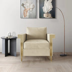 Velvet Upholstered Arm Chair with Gold Metal Legs